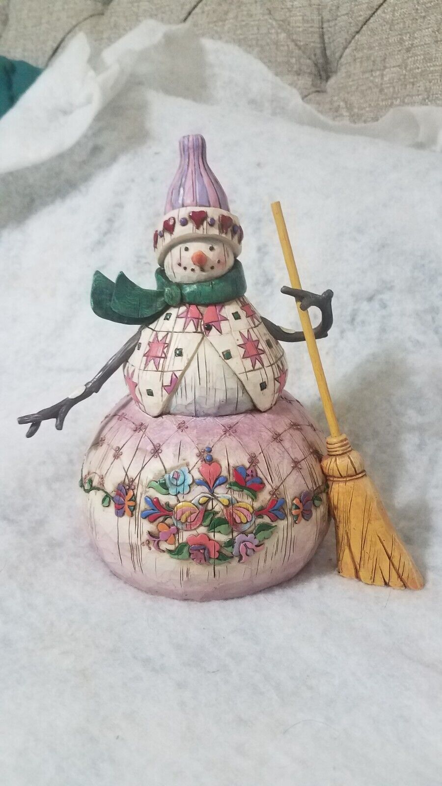 Vintage 2003 Jim Shore Snowman w/broom Winter\'s Warmth 8\