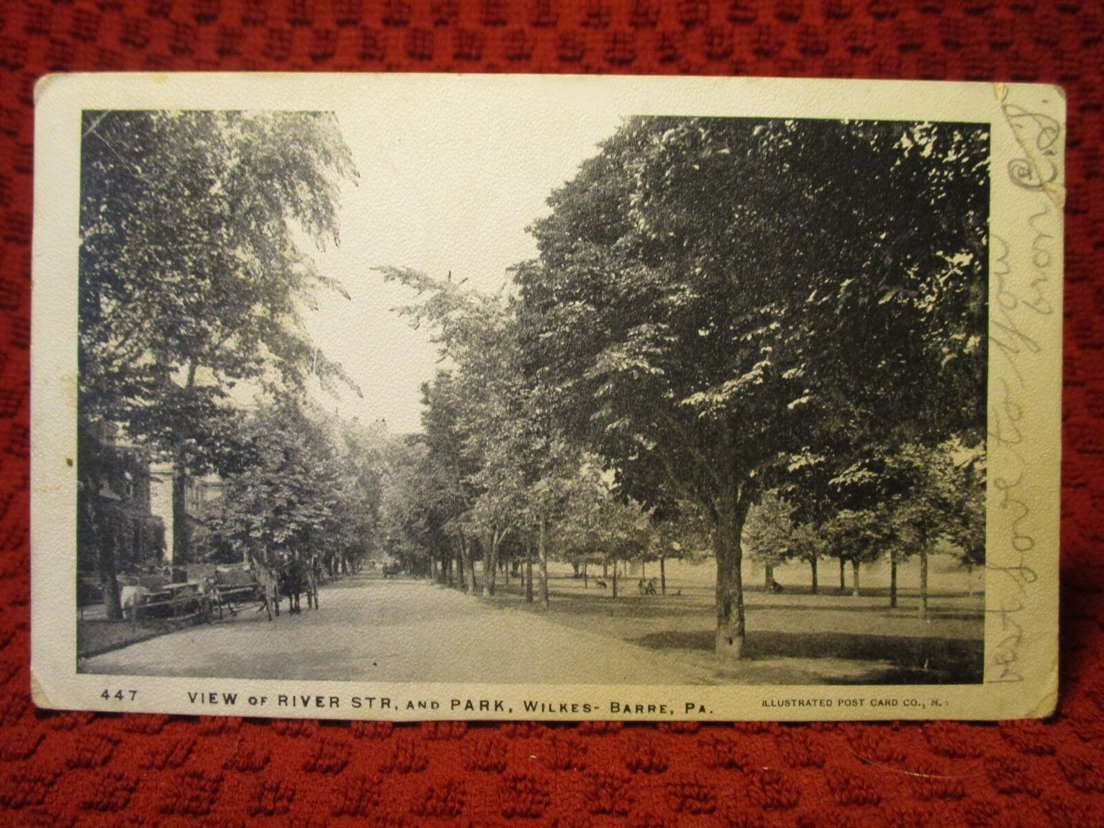 1907. RIVER STREET AND PARK. WILKES-BARRE, PA. POSTCARD J12