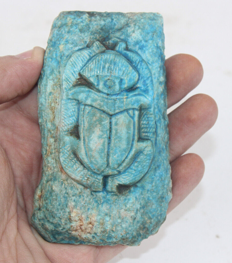 BLOCK PHAROH ANCIENT EGYPTIAN ANTIQUE SCARAB With Protection Cartridge (JK)