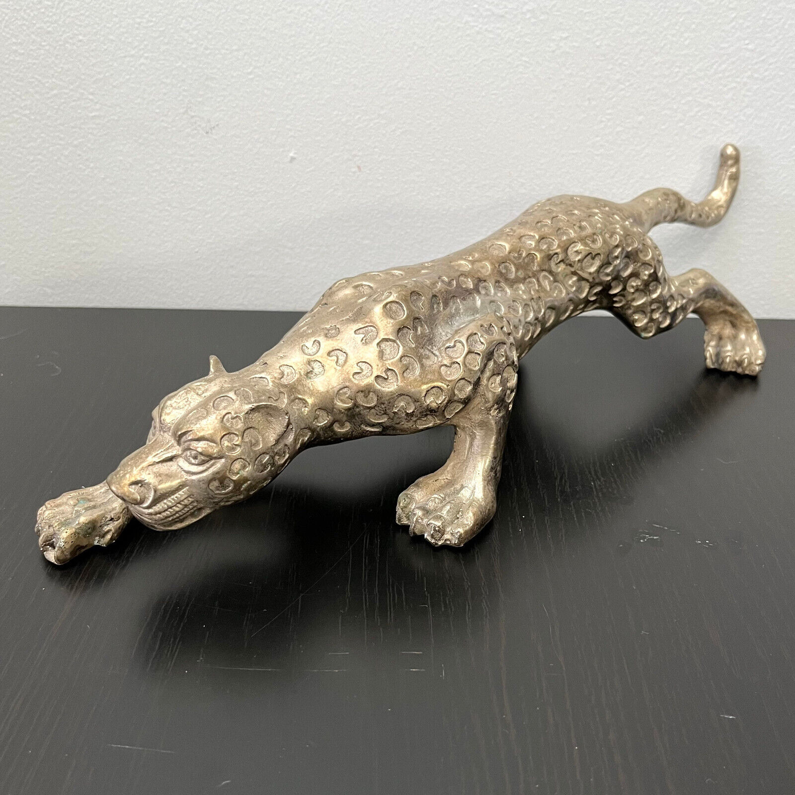 Antique Pewter Jaguar Large 14.5in Figurine Cat