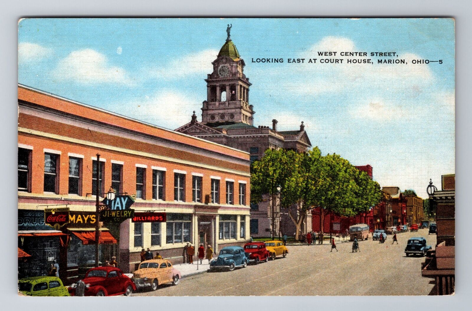 Marion OH-Ohio, West Center Street, Advertisement, Vintage c1968 Postcard