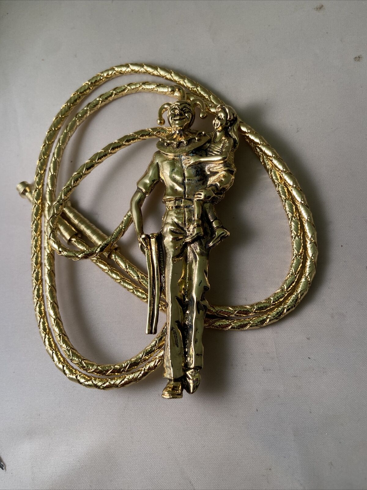 Vintage Shriners Masonic freemason man child gold plated metal Bolo Tie NOS