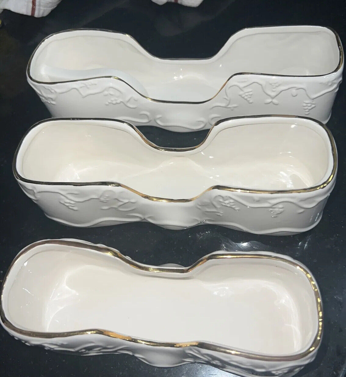 MSR Buffet Porcelain Silverware Flatware Cutlery Caddies [set Of 3]Vintage Decor