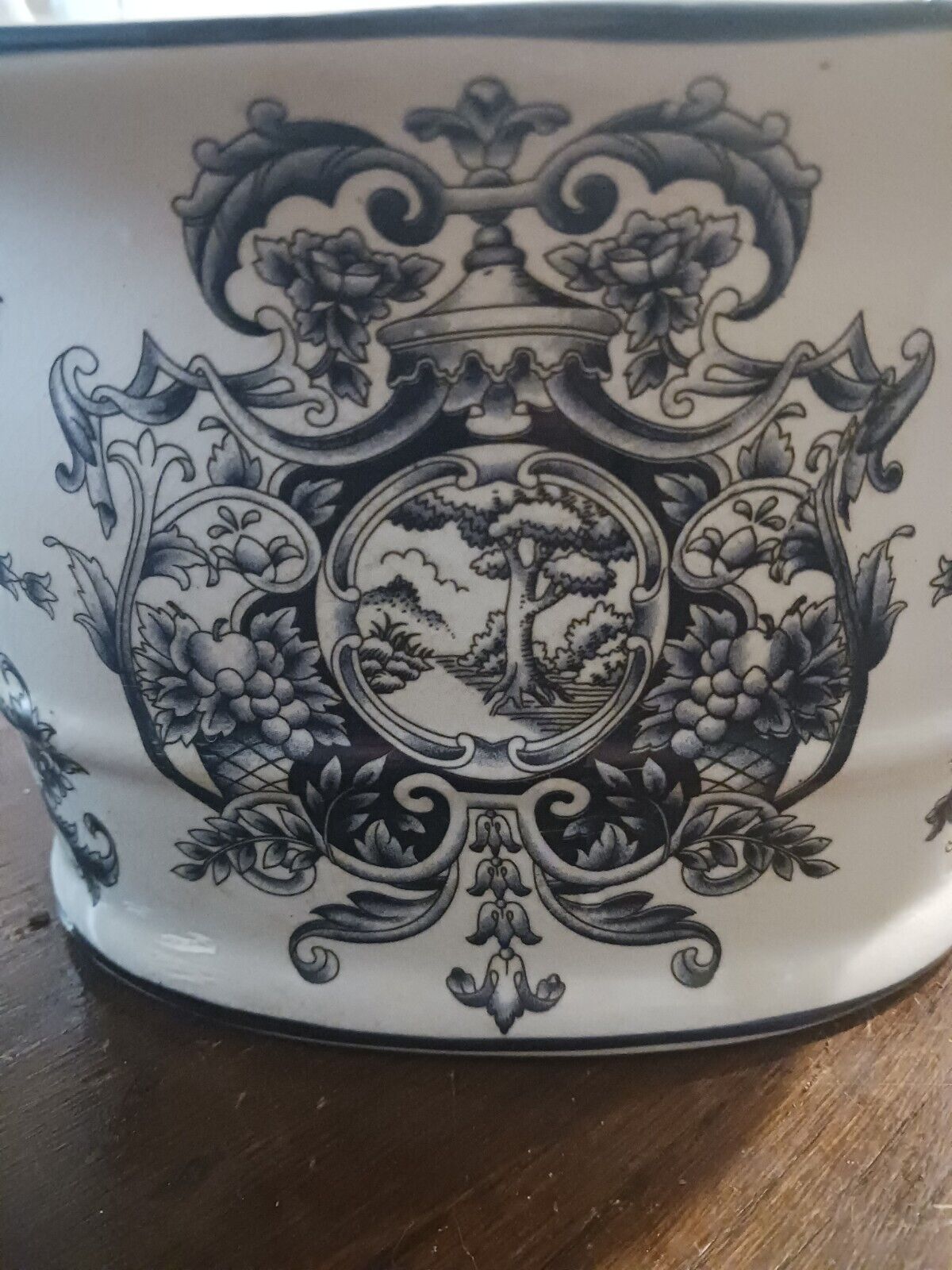 Black And White Toile Porcelain Planter Bowl