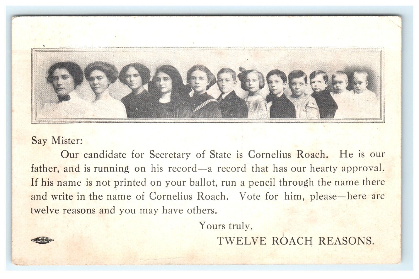 Vote Secretary of State is Cornelius Roach Political Twelve Road Reasons Rare