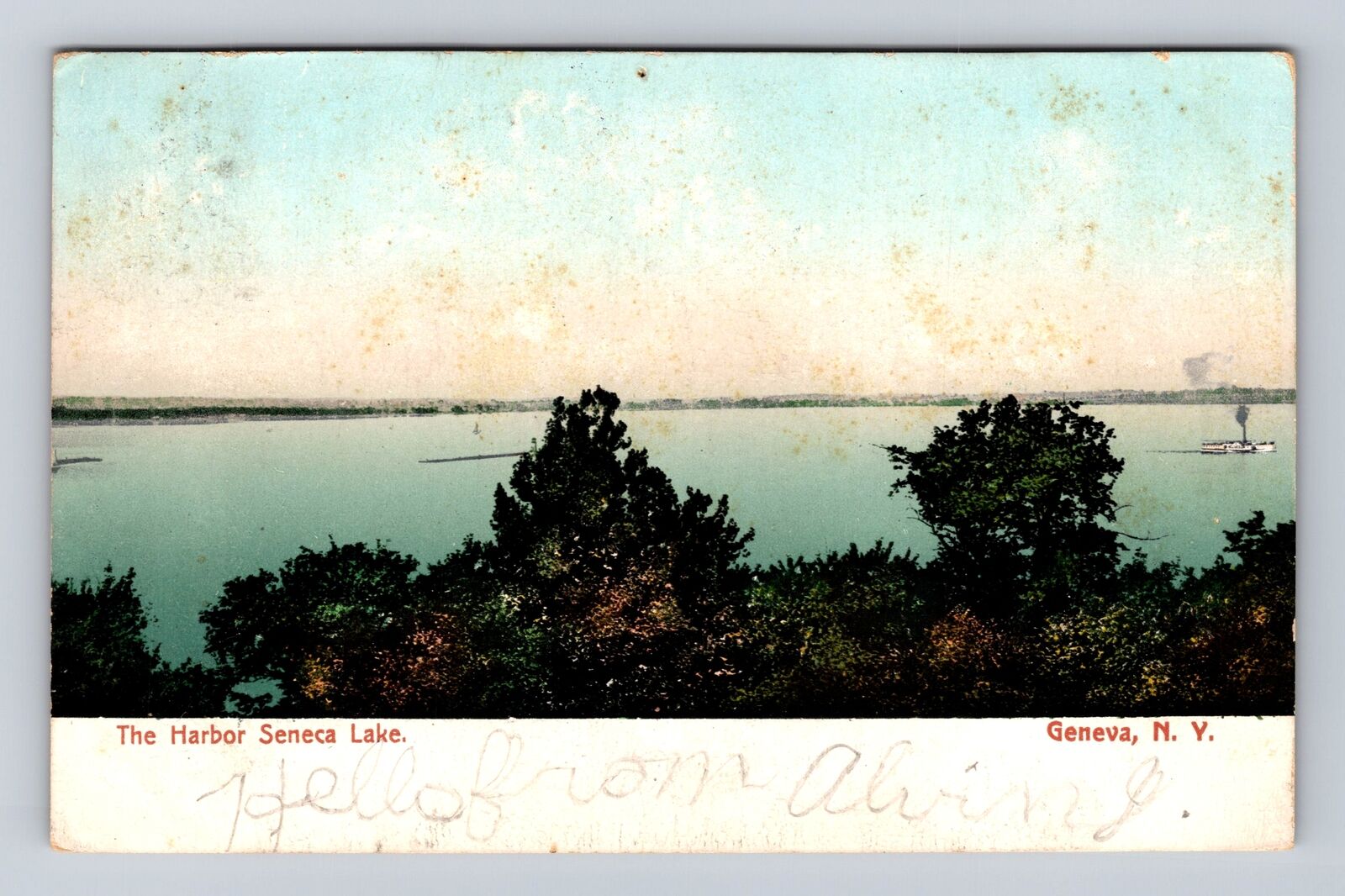 Geneva NY- New York, The Harbor Seneca Lake, Antique, Vintage c1908 Postcard