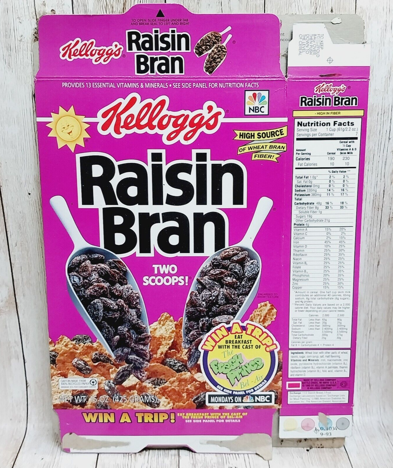 Vintage Fresh Prince Cereal Box, Flattened Kellogg\'s Raisin Bran Box Will Smith