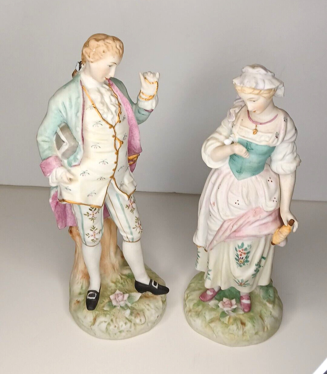 Andrea By Sadek Japan Figurines Set of 2 (male/female) Victorian Style Vintage