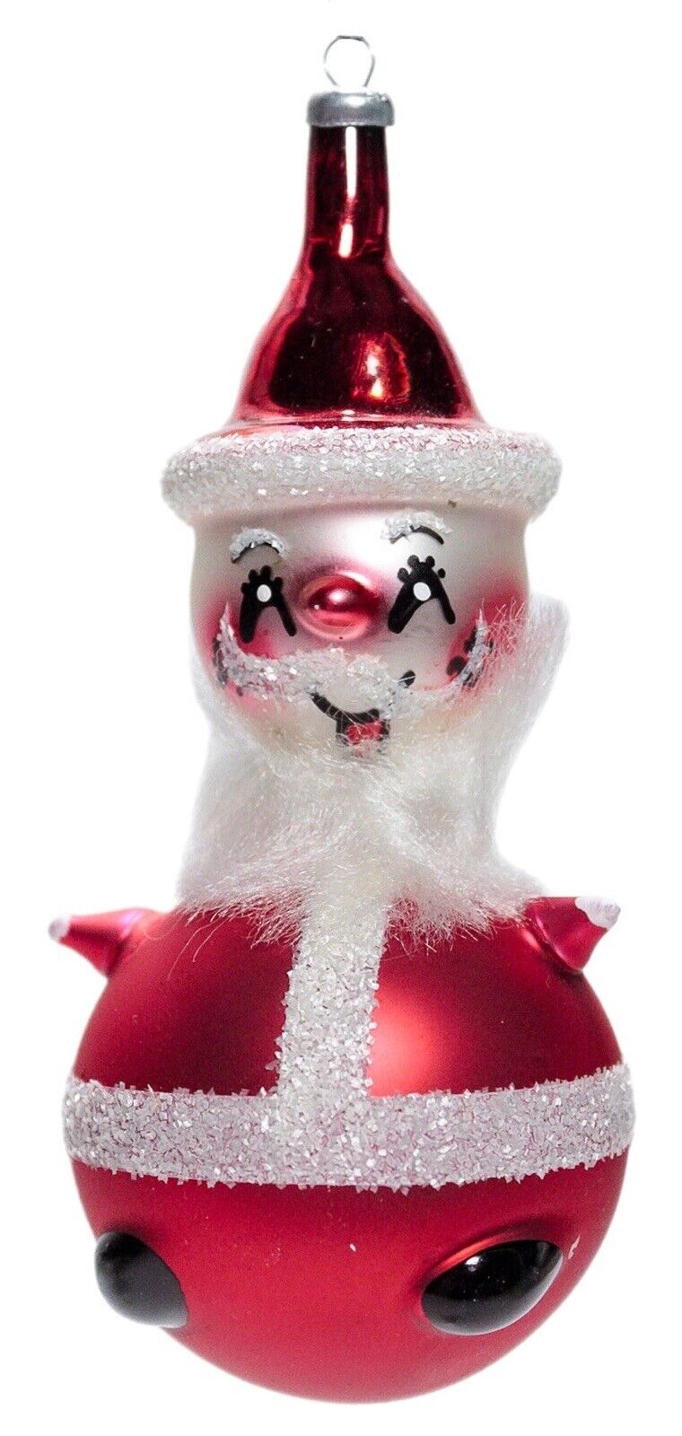 DE CARLINI Vintage Bearded Santa Claus Hand Painted Glass Christmas Ornament