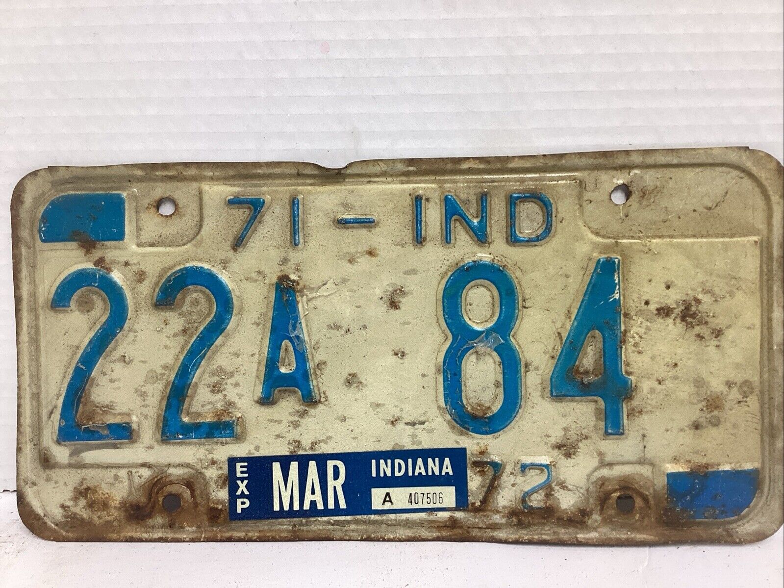 Vintage 1971 Indiana License Plate - Crafting Birthday MANCAVE slf
