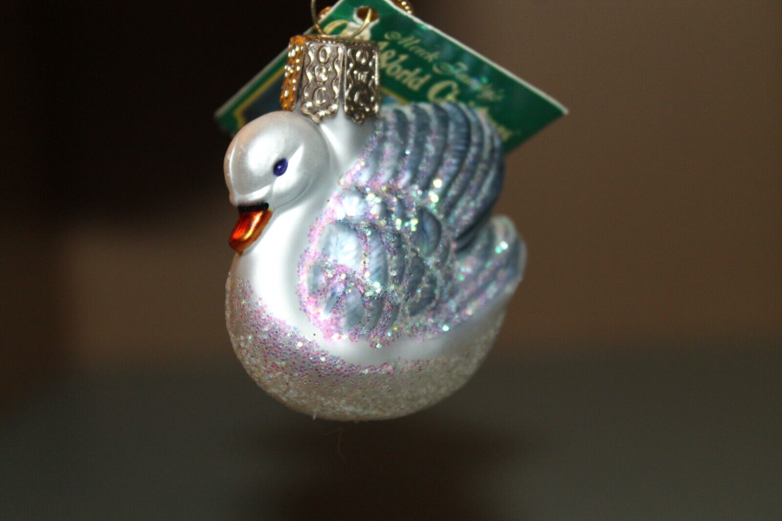 2001 Vintage Blown Glass Ornament OLD WORLD CHRISTMAS OWC Small Swan 