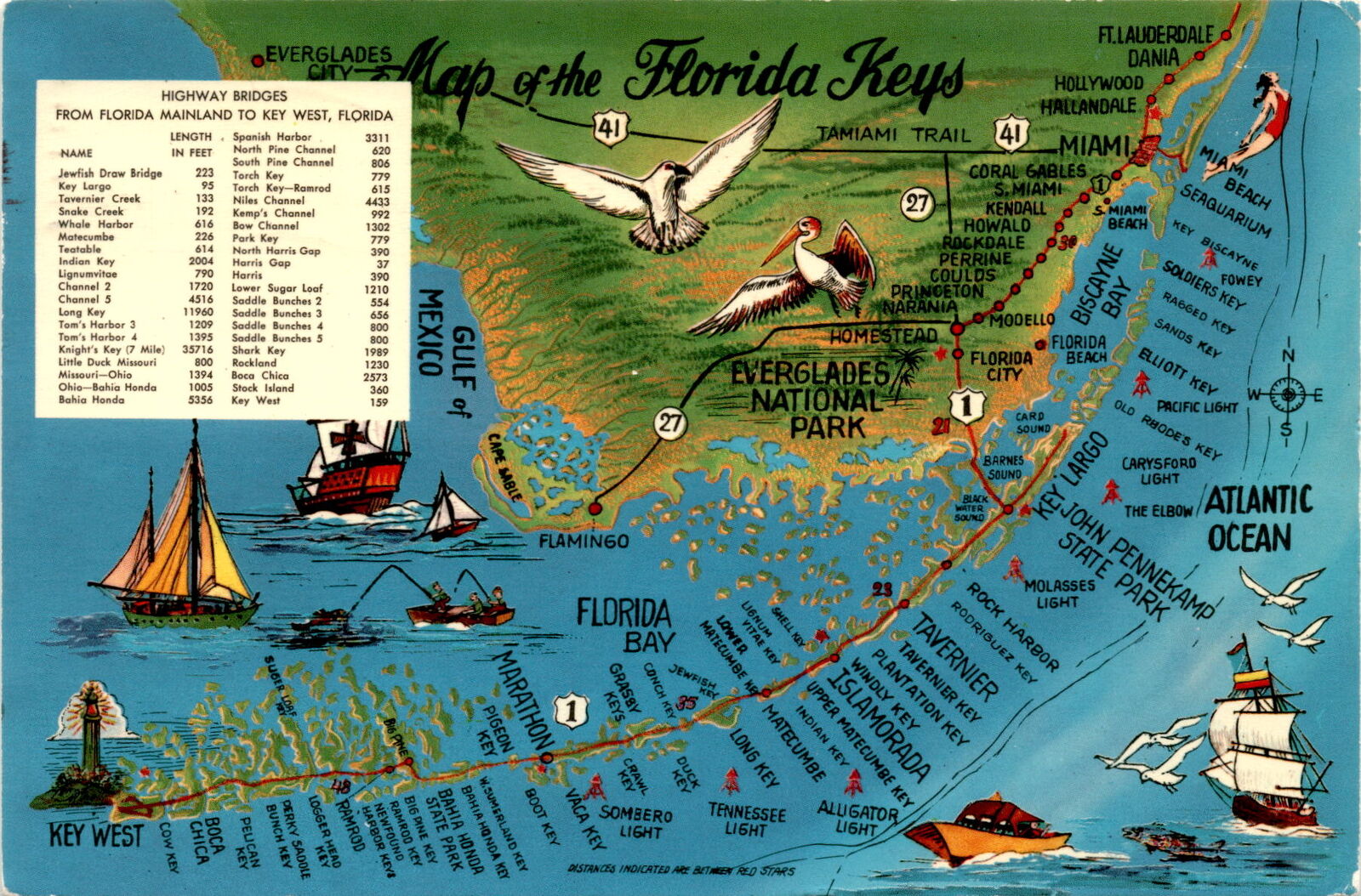 EVERGLADES CITY, HIGHWAY BRIDGES, FLORIDA MAINLAND TO KEY WEST Postcard