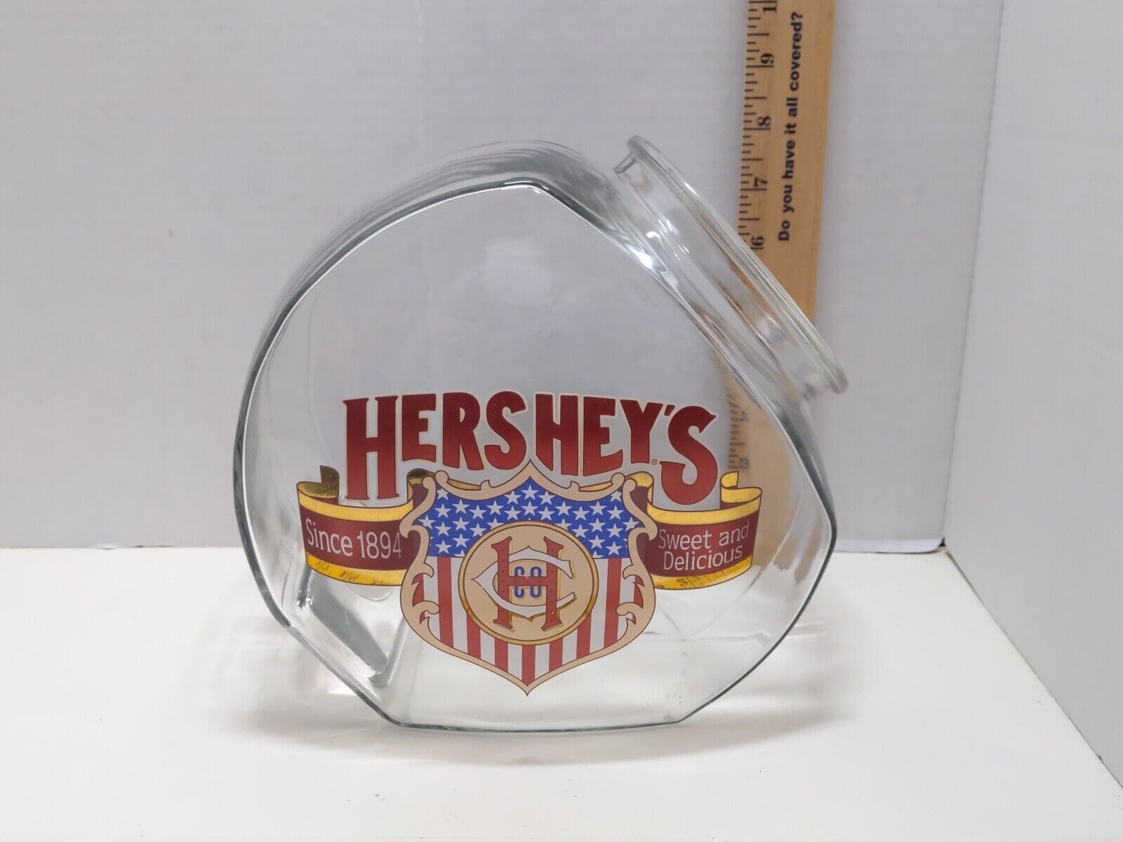 Vintage Hershey\'s Great American Chocolate Bar Glass Candy Cookie Jar Container