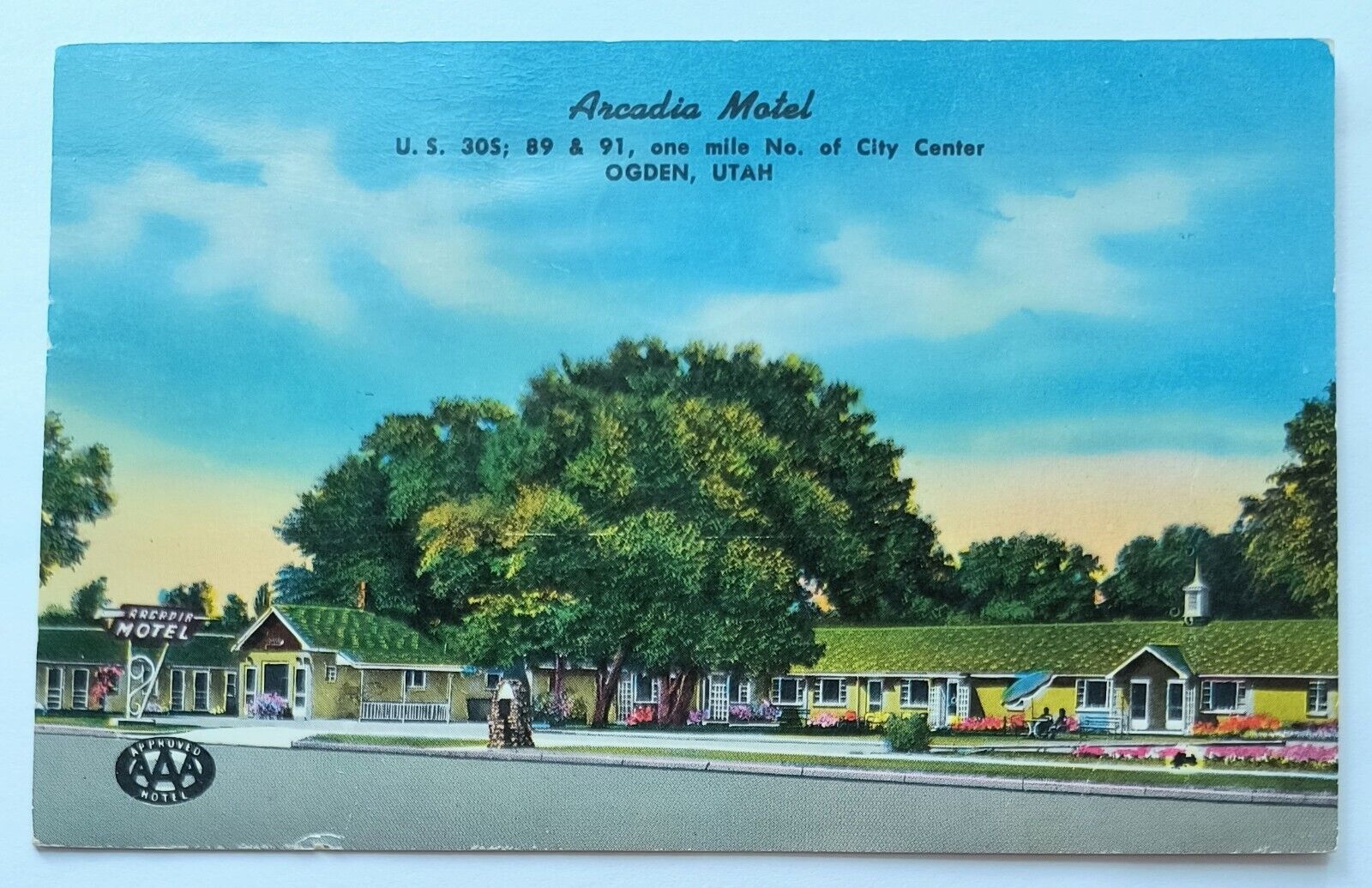 Ogden UT Utah Arcadia Motel Vintage 1954 Postcard L3