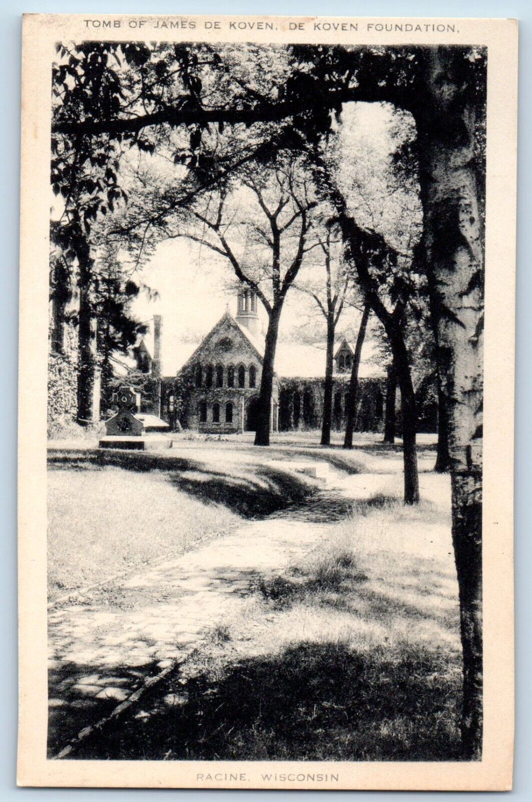 Racine Wisconsin Postcard Tomb James De Koven Foundation Exterior c1940 Artvue