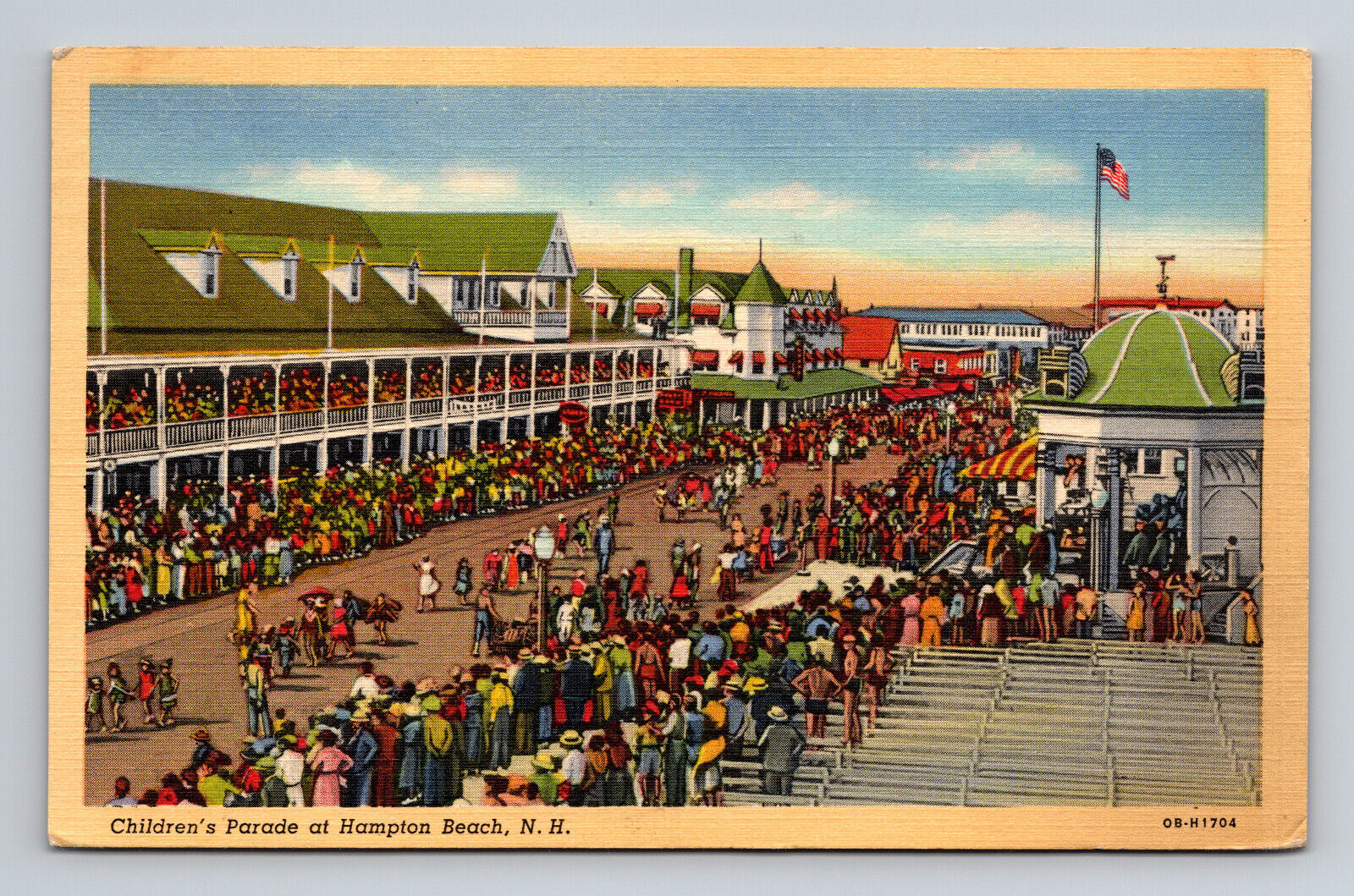 1940 Children's Parade at Hampton Beach NH Colorful Linen Postcard Posted 1946