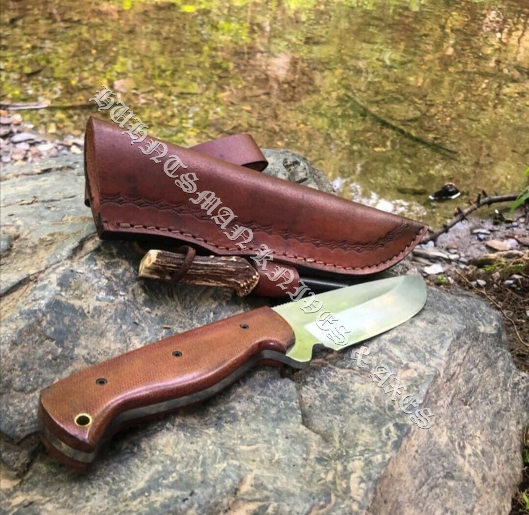 Custom Made Hand Forged Bushcrafting Knife W/Scandia Grind for camping & outdoor