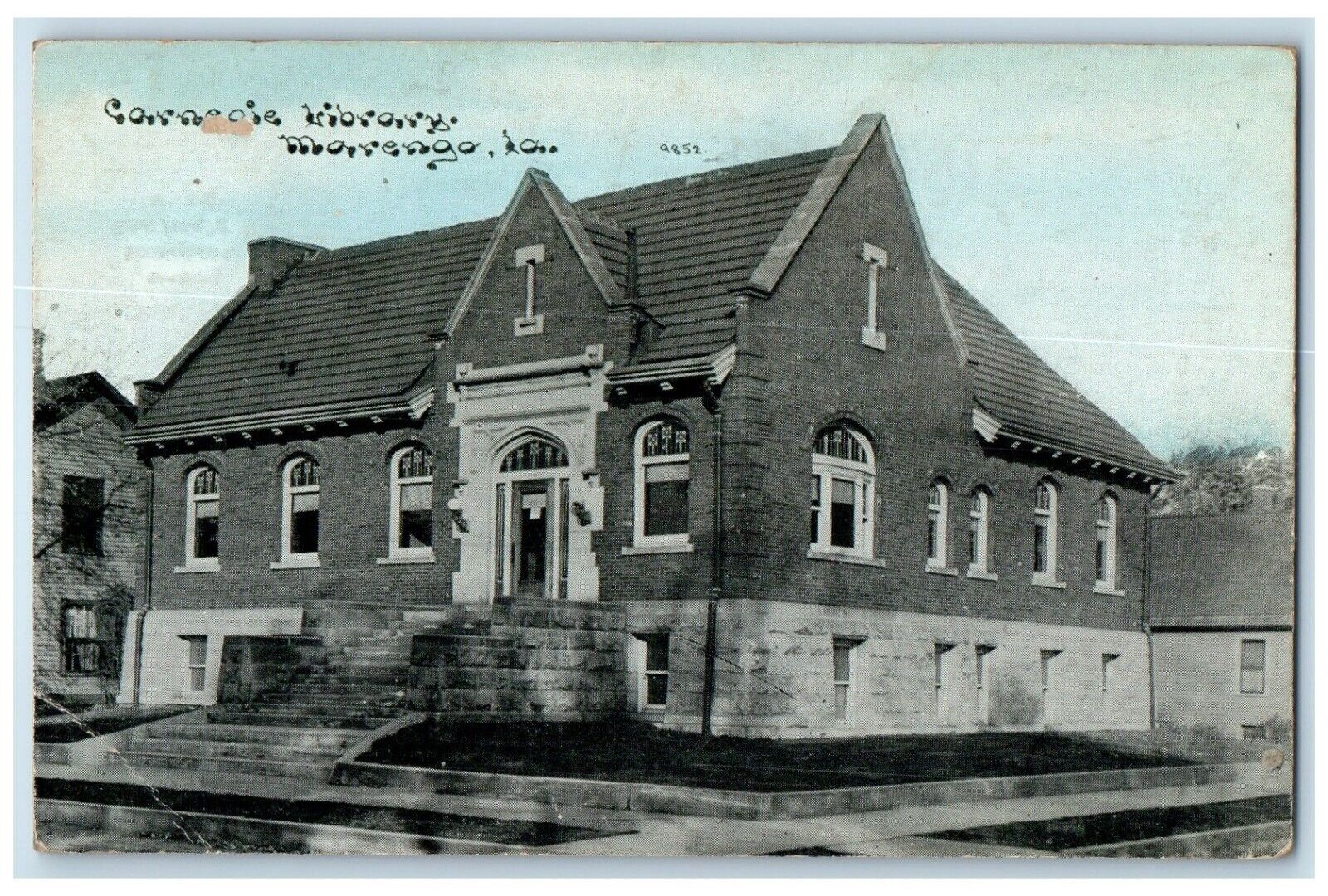 c1910's Carnegie Library Building Marengo Iowa IA Unposted Antique Postcard