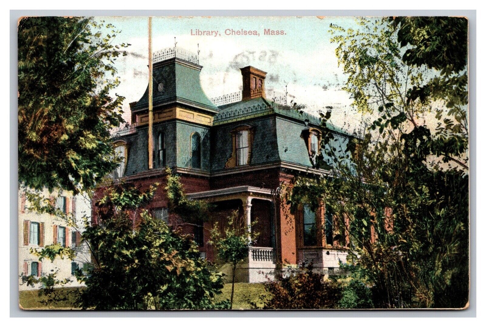Chelsea, MA Massachusetts, Chelsea Library, Divided Back, Postcard Posted 1909