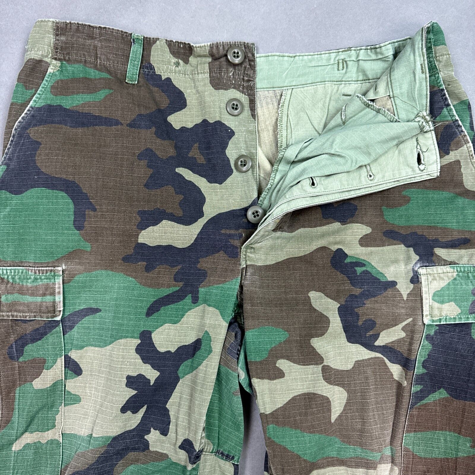 US Military Pants Mens Medium Green Trouser Woodland Camo Cargo Ripstop BDU Hot