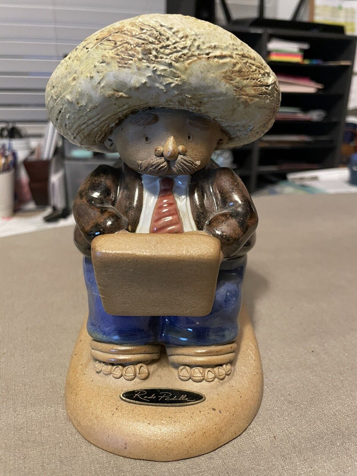Collector’s Special. Rodo Padilla Handmade Sculpture of a Worker on his Laptop