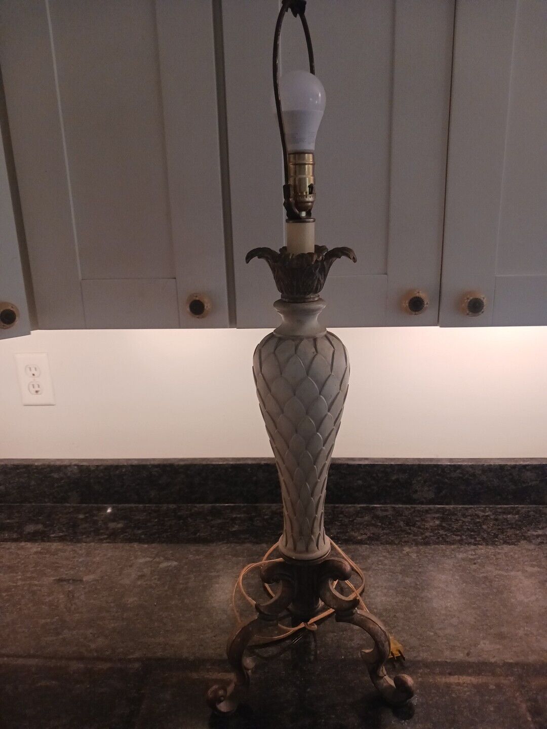 Brass Footed 2ft Pineapple Antique Lamp