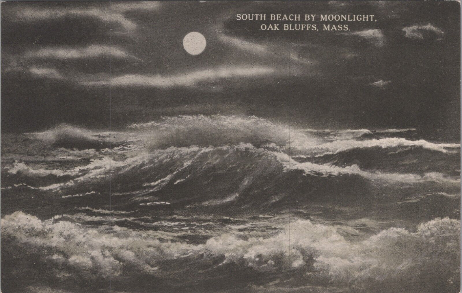South Beach by Moonlight Oak Bluffs, Massachusetts MA c1910s Postcard 7471.1