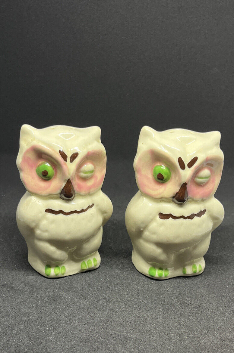 Vintage Shawnee Pottery Winking Owl salt and pepper shakers 1940s USA