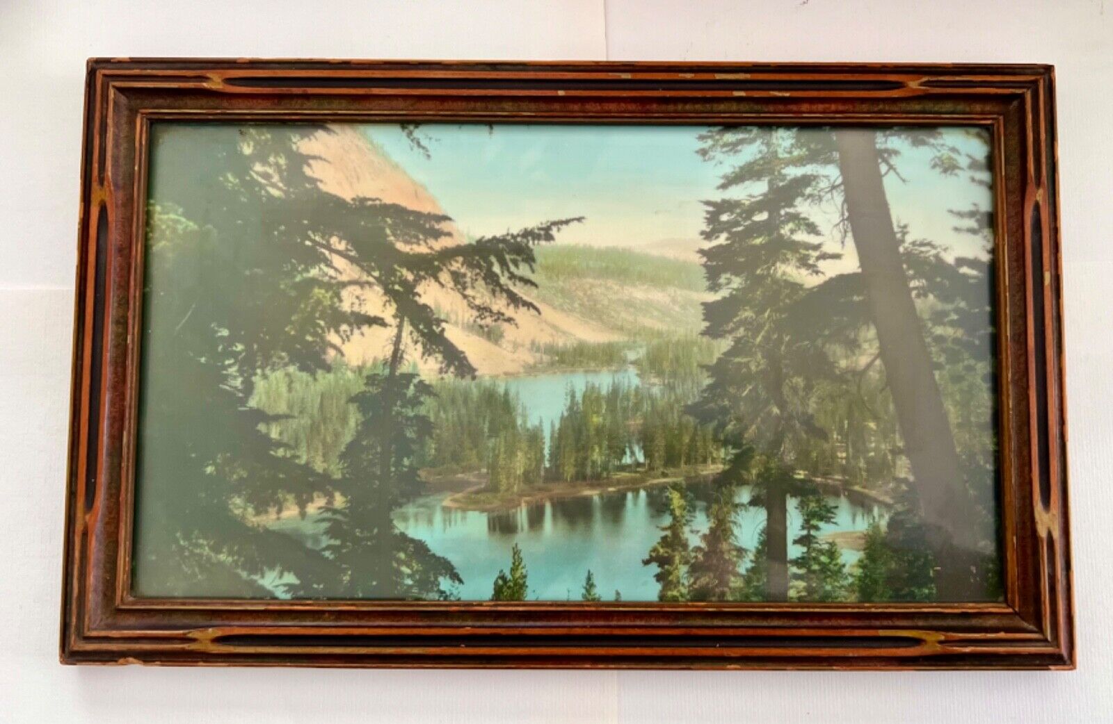 Twin Lakes California Oil Colored Photograph Framed.