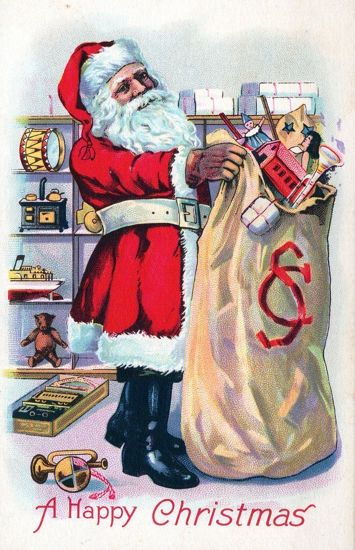 CHRISTMAS - Santa Has A Sack Overflowing With Toys Postcard