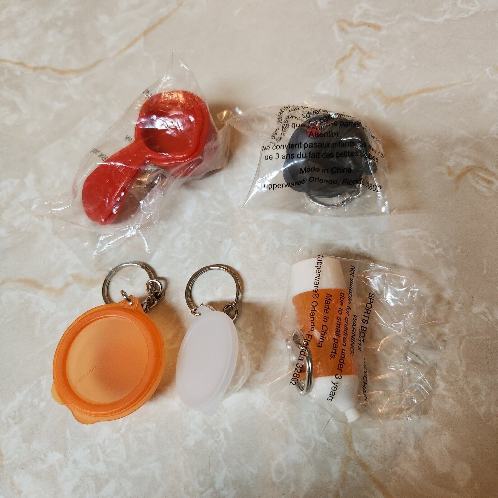 Tupperware Mini Keychain Set of 4 & Mini Magnetic Measuring Spoons New Vintage