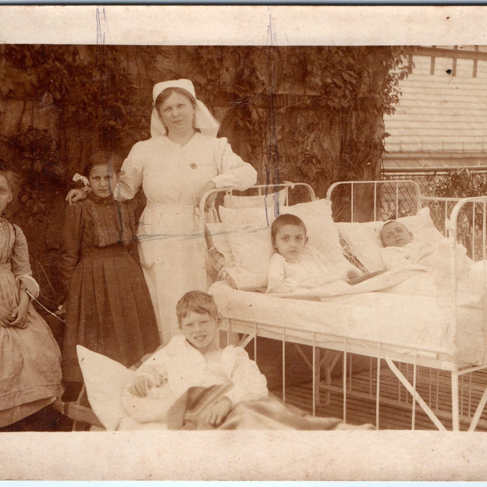 c1910s Nurse Outdoor Hospital RPPC Open Air Heliotherapy Sun Therapy Photo A154