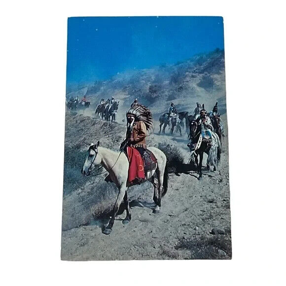 Postcard Indians on the Trail Native American Culture Vintage B47