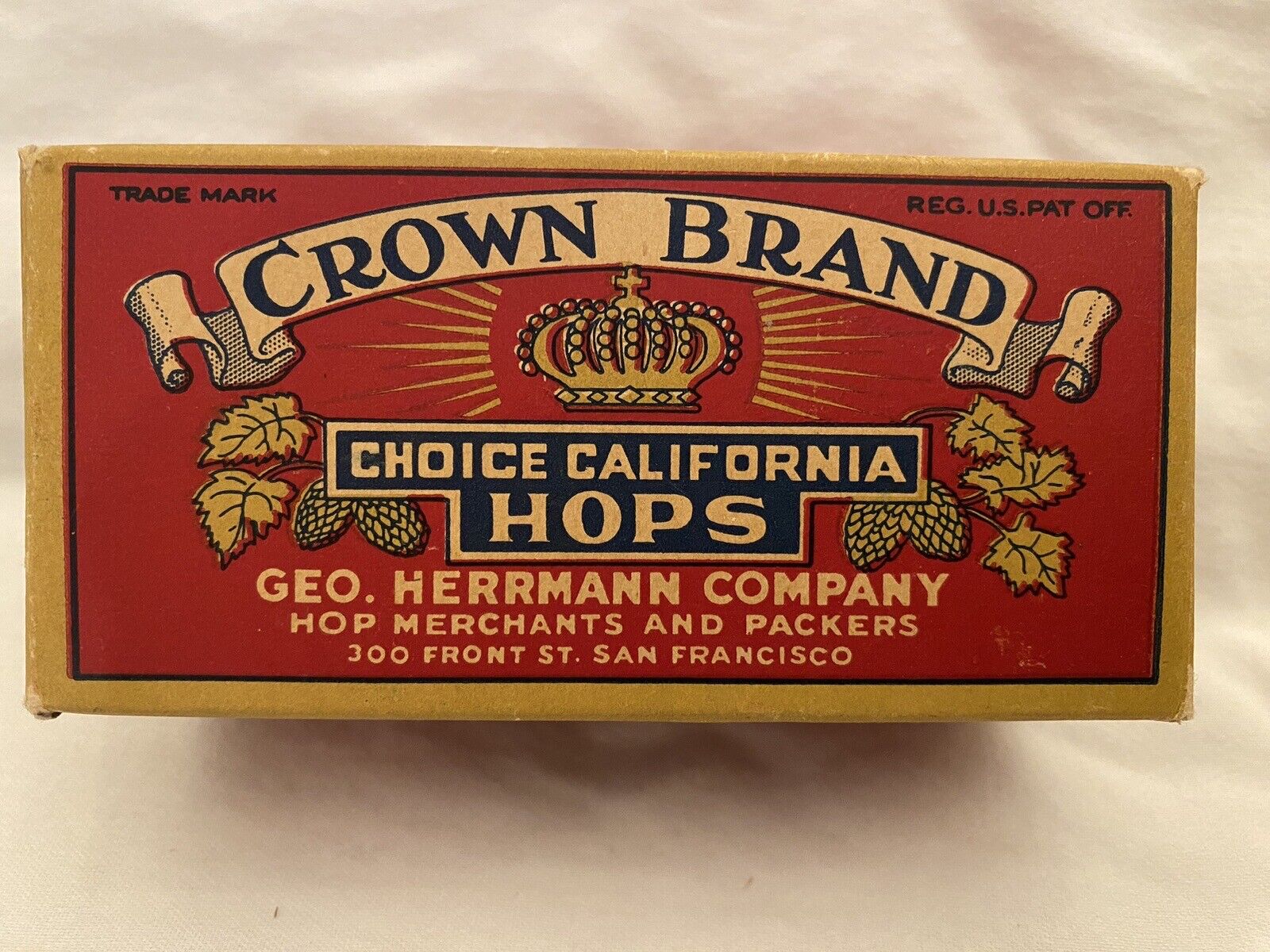 Vintage Crown Brand Choice California Hops Box Geo. Herrman Co., S.F., CA