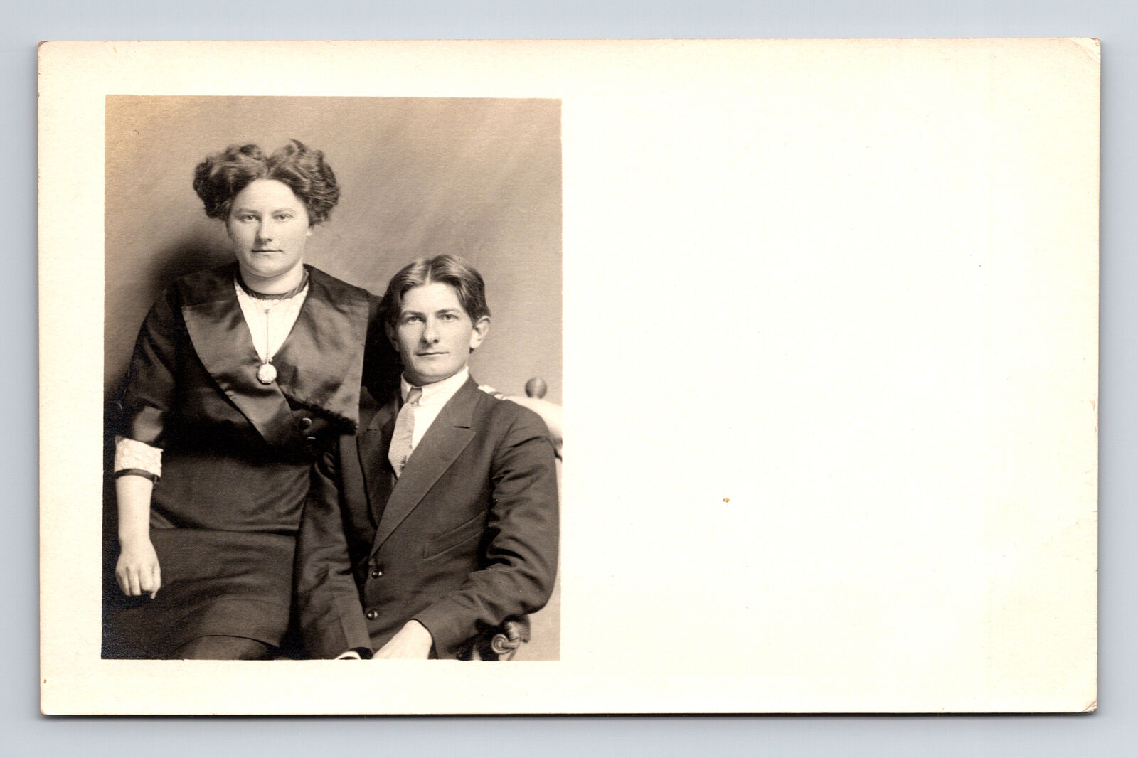 RPPC Bertha & Emil Buedler Portrait to Louis McKinley Rowan Iowa IA Postcard