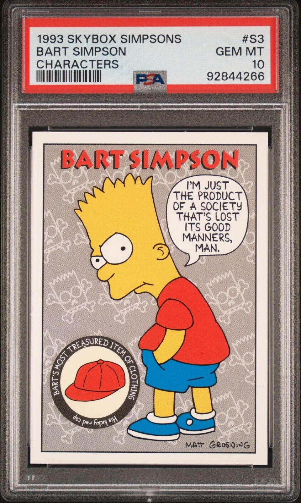 1993 Skybox Simpsons - Bart Simpson S3 Characters - First Character Card  PSA 10