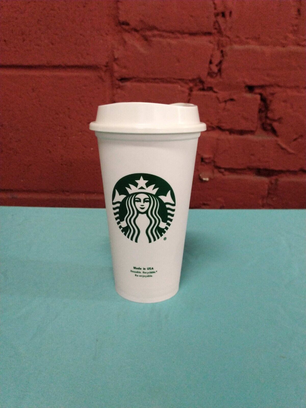 Starbucks White Plastic Reusable Hot Cup Grande 16 oz BRAND NEW