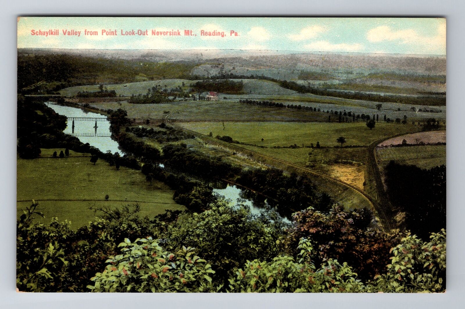 Reading PA-Pennsylvania, Schuylkill Valley, Neversink Mt, Vintage Postcard
