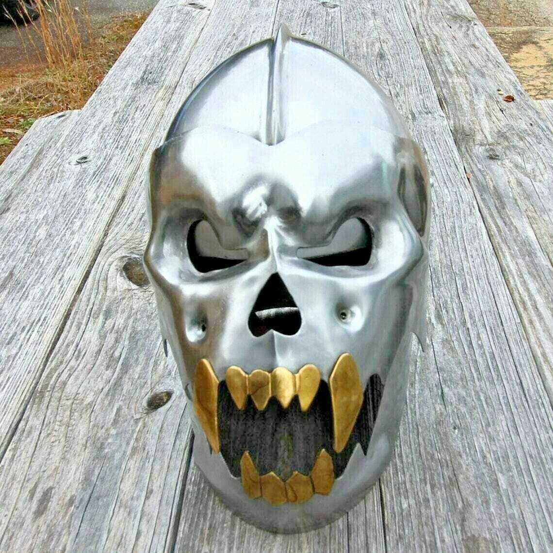 Knight Medieval Skull helmet SCA Halloween Crusader Armor Ghost Skull Helmet