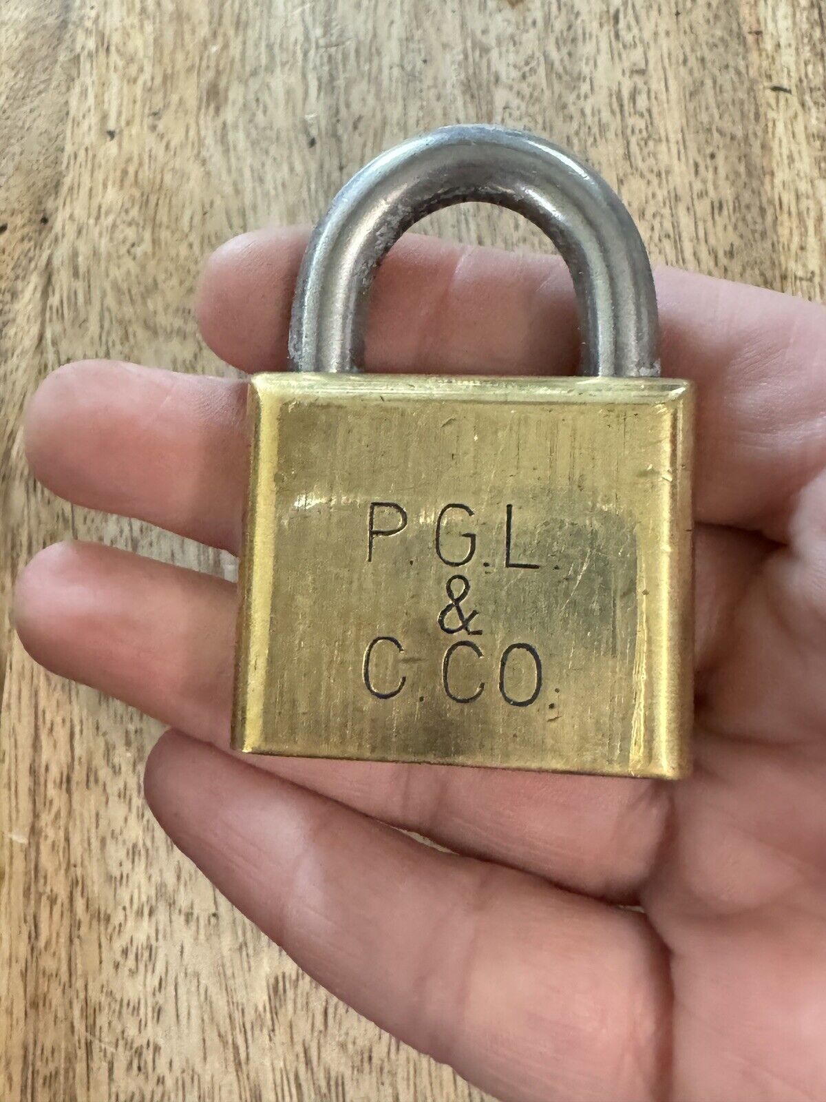 Vintage Old P.G.L. & C. Co. Padlock No Key Lock