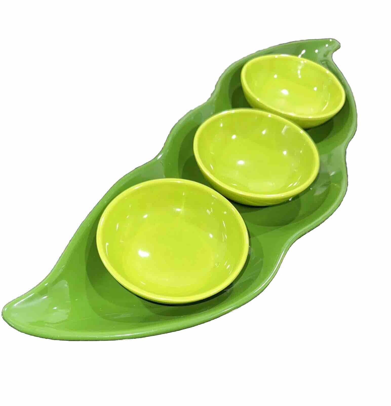  A. Santos Portugal 3 Peas in a Pod Vintage Whimsical Serving Tray & 3 Bowls