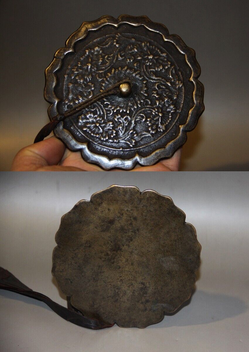 Real Rare Tibet Tibetan 13th Century Old Antique Buddhist Bronze Mirror Amulet
