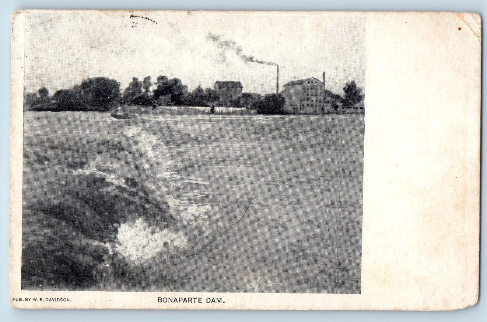 Bonaparte Iowa IA Postcard Bonaparte Dam Buildings Scenic View 1912 Antique