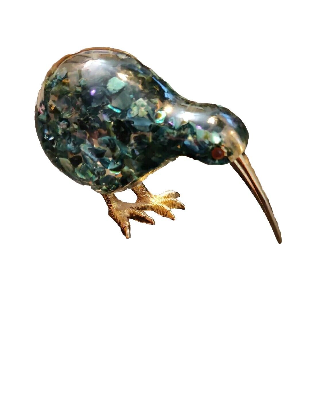 Vintage Genuine PAUA SHELL KIWI BIRD New Zealand ARIKI Figurine  Souvenir