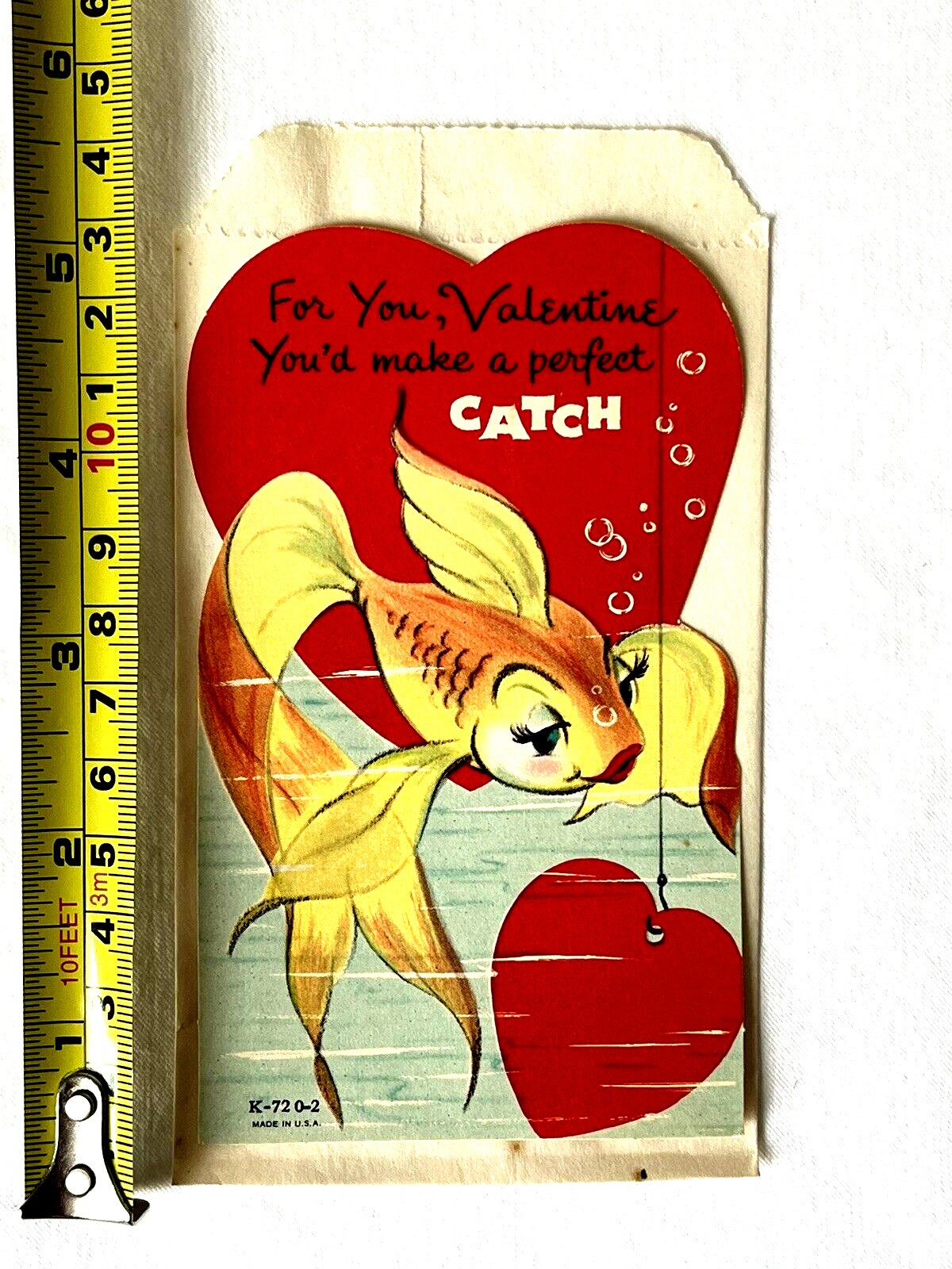 Vintage UNUSED Valentines Day Card You\'d Make Perfect Catch Goldfish w/ENVELOPE