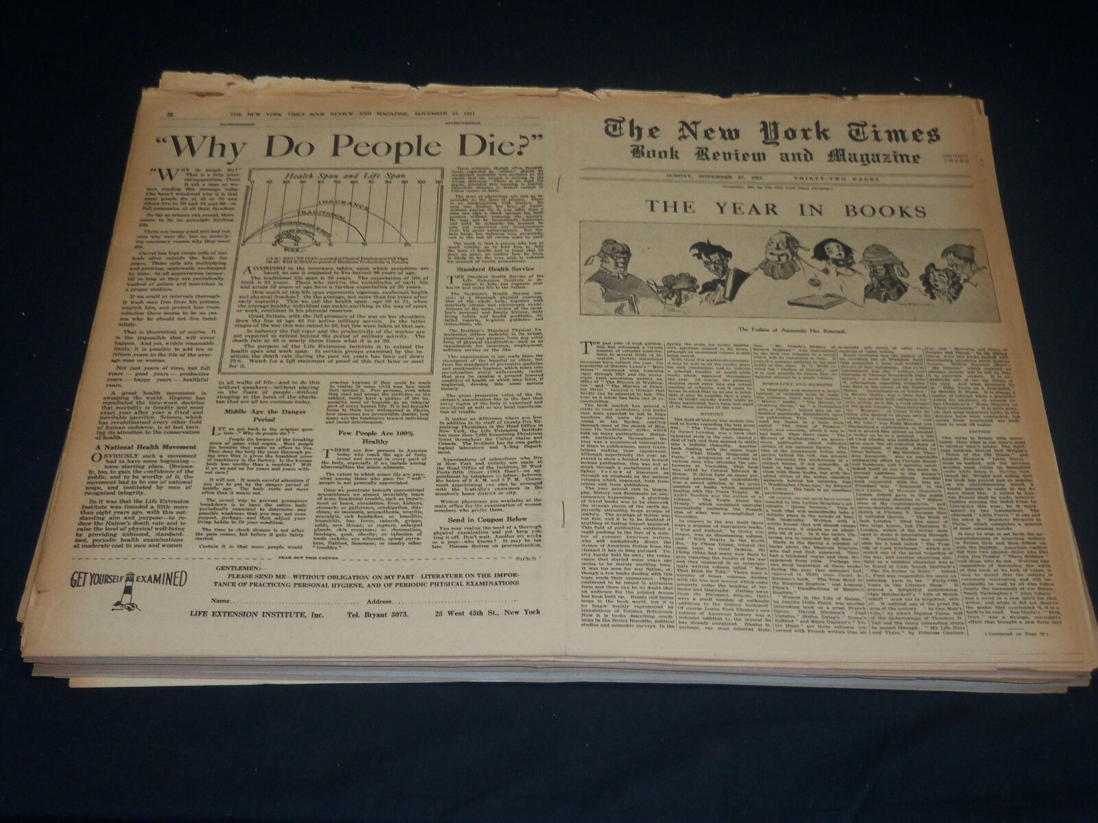 1921 NEW YORK TIMES BOOK REVIEW & MAGAZINE SECTION LOT OF 27 - NTL 111