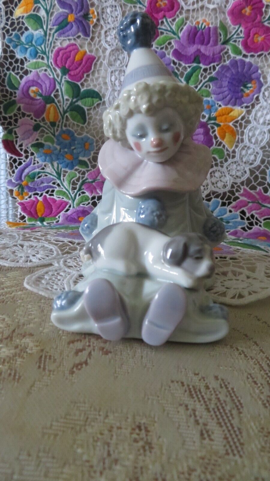 Lladro Retired “Pierrot with Sleeping Puppy” # 5277 Figurine Made in Spain 5”