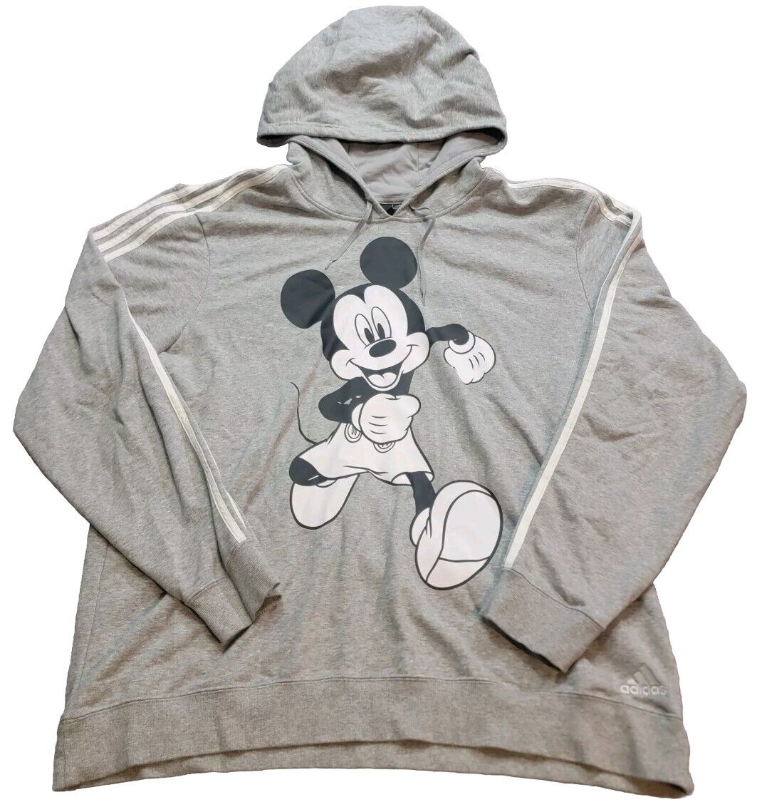 Adidas x Disney Mickey Mouse Hoodie Sweatshirt Mens XXL Gray Rare 2020