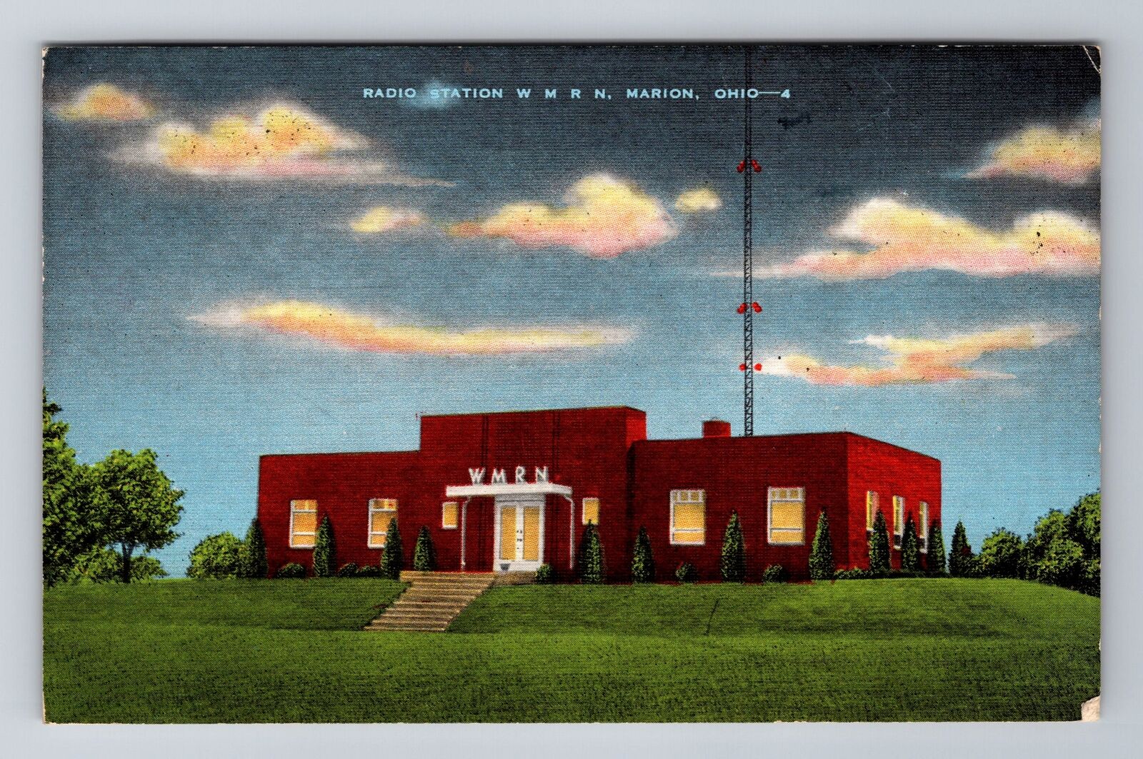 Marion OH-Ohio, Radio Station, WMRN, Antique, Vintage c1948 Postcard