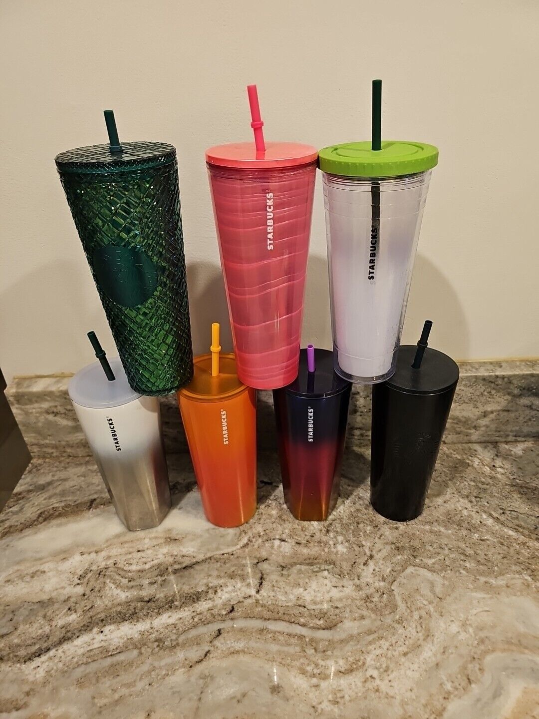Starbucks Tumbler LOT used Some Cosmetic Damage Great For Collection Coffee